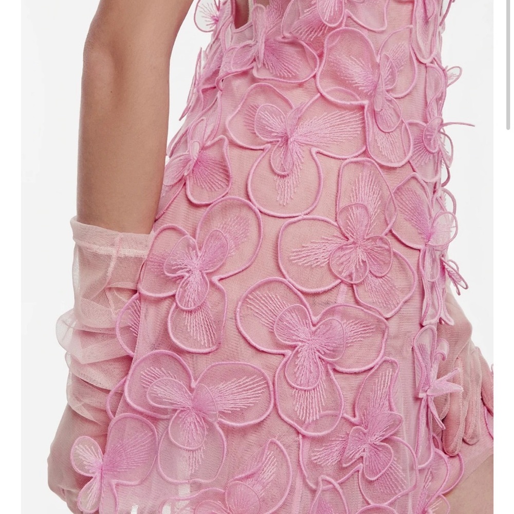 Selezza Pink Floral Appliqué Mini Dress - Picture 3 of 9